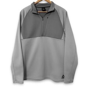 Reebok Quarter Zip Pullover Fleece Lined Sweatshirt Jacket Gray Silver